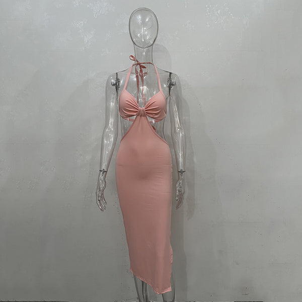 Trendy Sleeveless Open Back Slit Sexy Women Pencil Dress