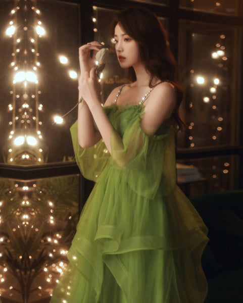 Green Temperament Bridesmaid Knee Length Short Dress Formal Cocktail Evening Gown