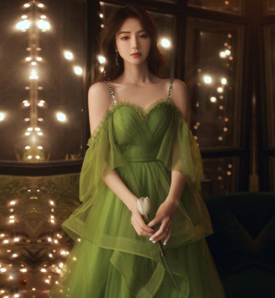 Green Temperament Bridesmaid Knee Length Short Dress Formal Cocktail Evening Gown