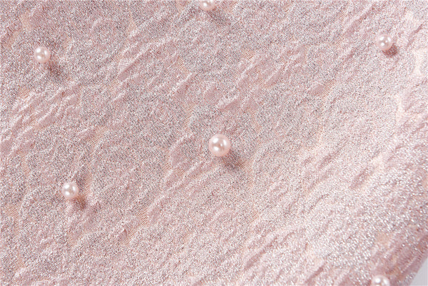 Beaded Short Sleeved Lace Doll Collar Temperament Women Pink A Line Dress