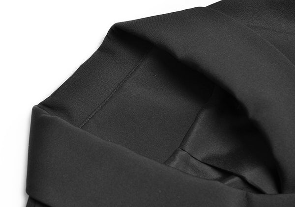 Spring Women Drama Black Fashion Suit Mesh Big Swing Skirt Dress