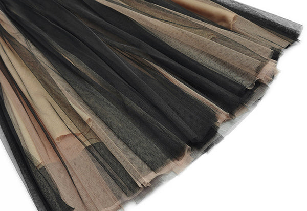 Spring Women Drama Black Fashion Suit Mesh Big Swing Skirt Dress