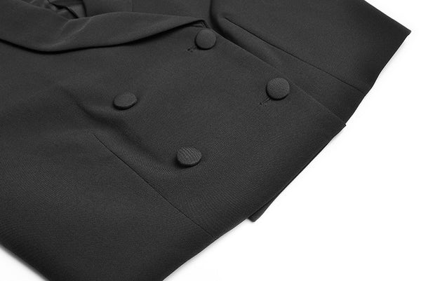 Spring Women Drama Black Fashion Suit Mesh Big Swing Skirt Dress