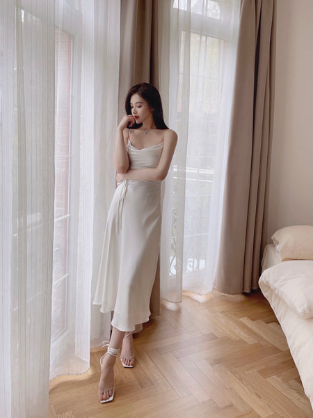 Satin Sexy Temperament Elegant Women Wear Soft Smooth Texture Dress