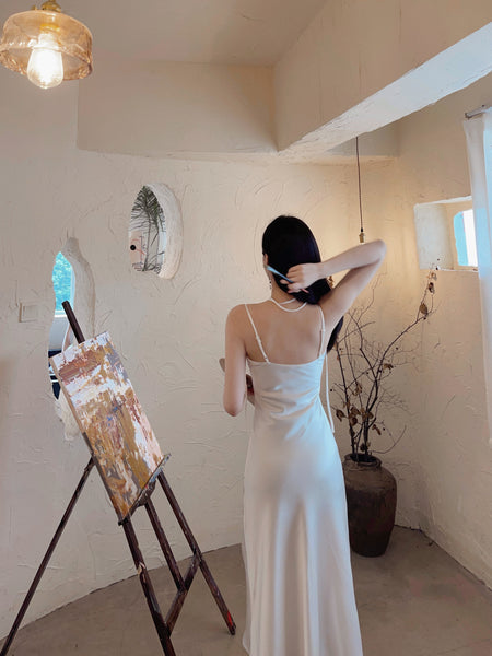 Satin Sexy Temperament Elegant Women Wear Soft Smooth Texture Dress