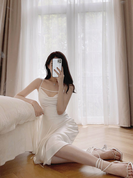 Satin Sexy Temperament Elegant Women Wear Soft Smooth Texture Dress