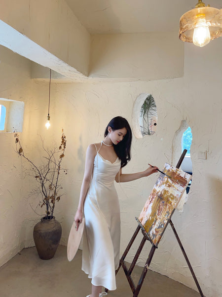 Satin Sexy Temperament Elegant Women Wear Soft Smooth Texture Dress