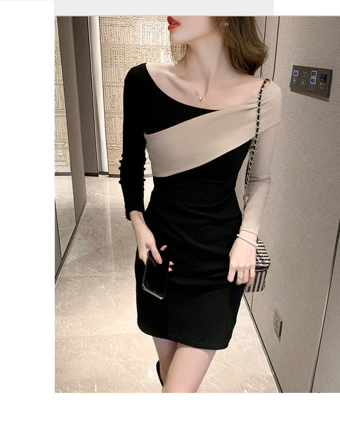 Spring Sexy Temperament Off Shoulder High Waist Hip Bottoming Dress