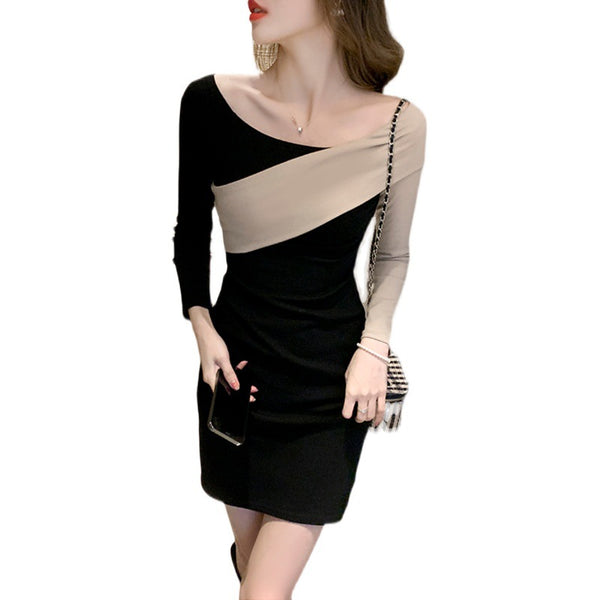 Spring Sexy Temperament Off Shoulder High Waist Hip Bottoming Dress