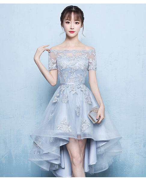 Pretty Party Banquet Asymmetrical Long Prom Bridesmaid A Line Dress