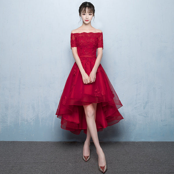 Pretty Party Banquet Asymmetrical Long Prom Bridesmaid A Line Dress