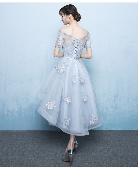 Pretty Party Banquet Asymmetrical Long Prom Bridesmaid A Line Dress