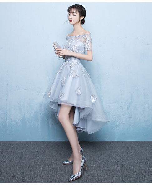 Pretty Party Banquet Asymmetrical Long Prom Bridesmaid A Line Dress