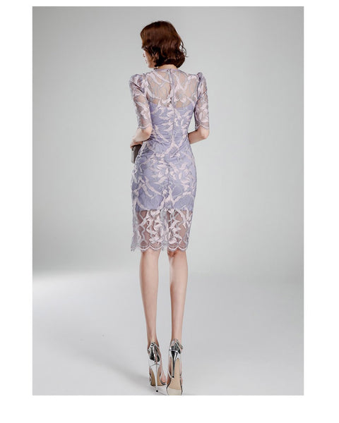 High Quality Women Lace Temperament Elegant Mid Length Hips Pencil Dress