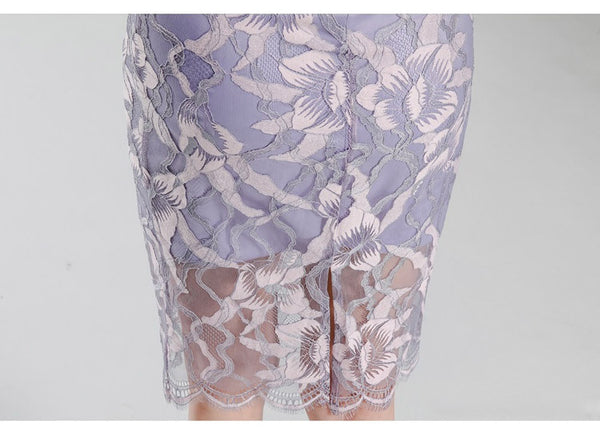 High Quality Women Lace Temperament Elegant Mid Length Hips Pencil Dress