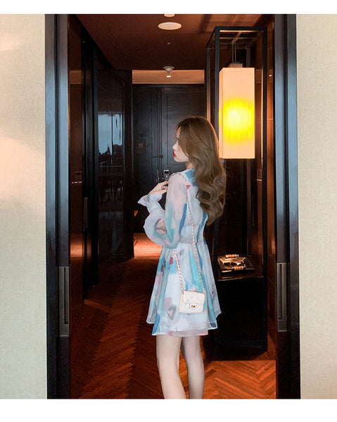 Soft Pretty Chiffon Women Spring New Fashion Mixed Color Popular High End Skirt dress