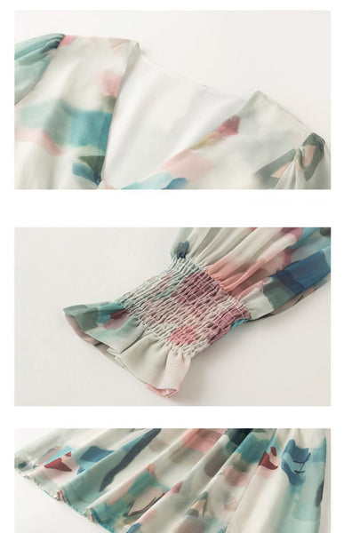 Soft Pretty Chiffon Women Spring New Fashion Mixed Color Popular High End Skirt dress