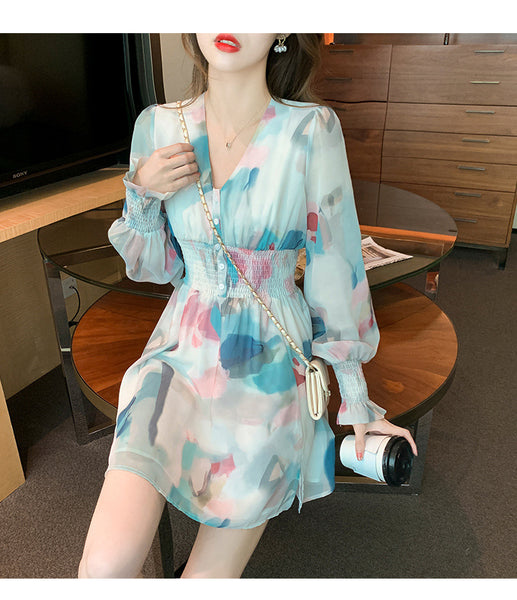 Soft Pretty Chiffon Women Spring New Fashion Mixed Color Popular High End Skirt dress