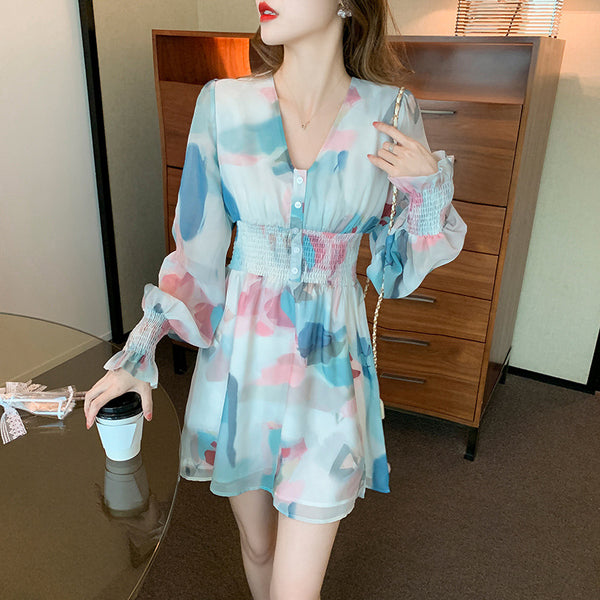 Soft Pretty Chiffon Women Spring New Fashion Mixed Color Popular High End Skirt dress