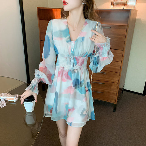 Soft Pretty Chiffon Women Spring New Fashion Mixed Color Popular High End Skirt dress