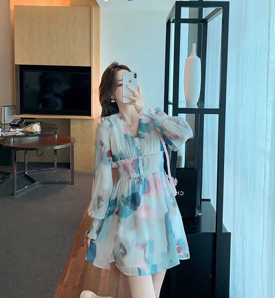 Soft Pretty Chiffon Women Spring New Fashion Mixed Color Popular High End Skirt dress