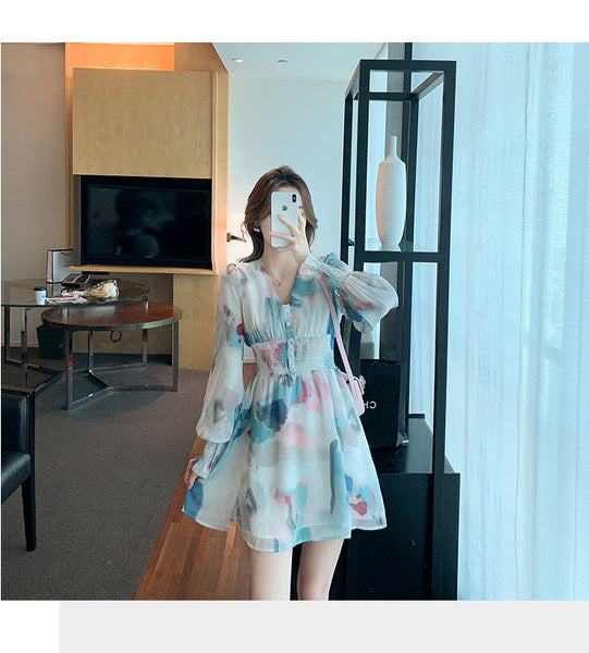 Soft Pretty Chiffon Women Spring New Fashion Mixed Color Popular High End Skirt dress