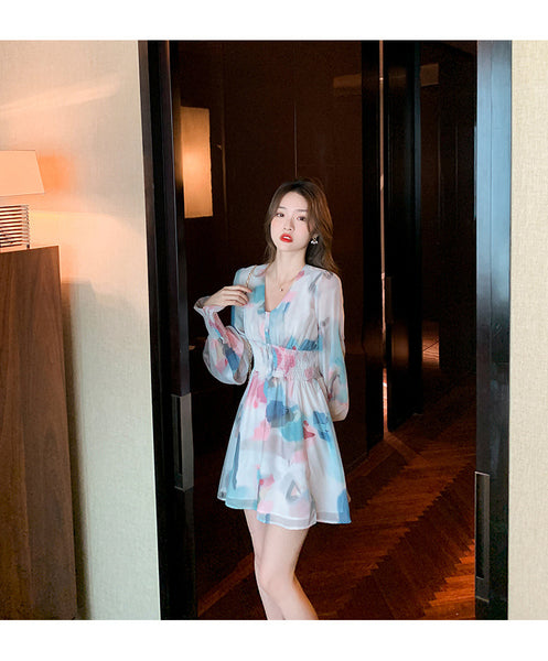 Soft Pretty Chiffon Women Spring New Fashion Mixed Color Popular High End Skirt dress