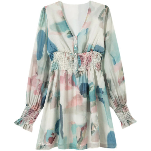 Soft Pretty Chiffon Women Spring New Fashion Mixed Color Popular High End Skirt dress