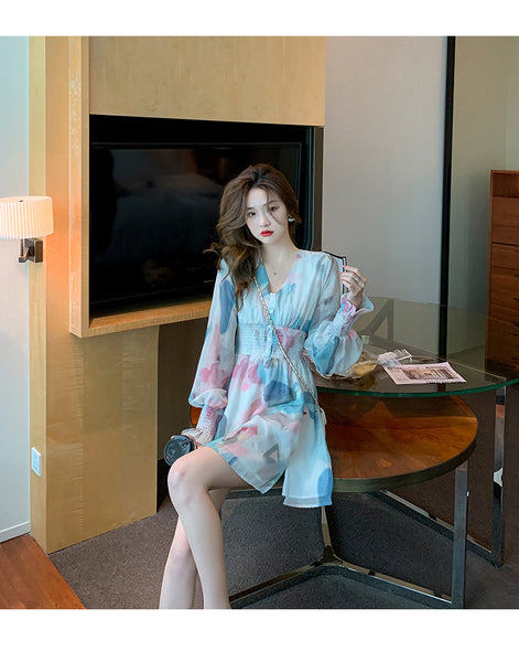 Soft Pretty Chiffon Women Spring New Fashion Mixed Color Popular High End Skirt dress