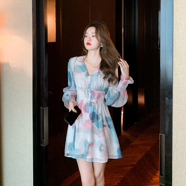 Soft Pretty Chiffon Women Spring New Fashion Mixed Color Popular High End Skirt dress