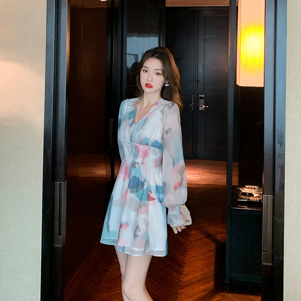 Soft Pretty Chiffon Women Spring New Fashion Mixed Color Popular High End Skirt dress