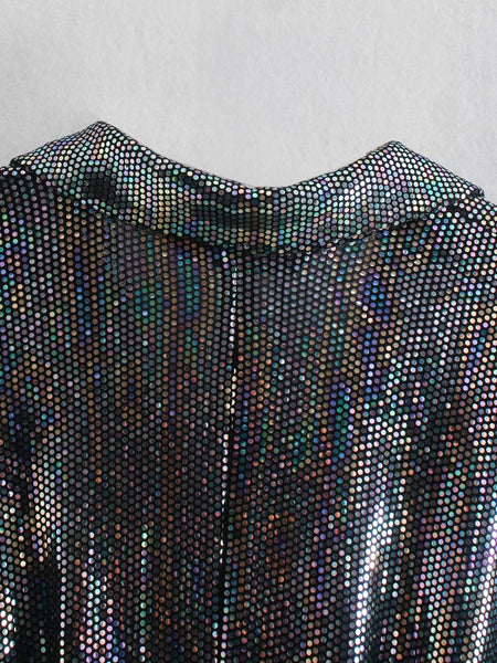 Spring Women Fashion Belt Shinny Sequins Lace Up V Shape Collar Jumpsuit