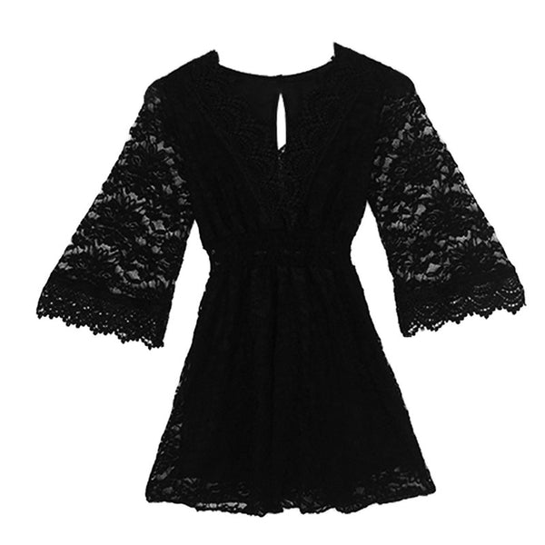 Trendy Fairy Three Quarter Bell Sleeve Sexy Waist Princess Skirt Dress