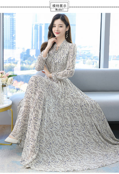 Large Size Beach Long Floral Chiffon Fairy Waist Big Swing Maxi Skirt