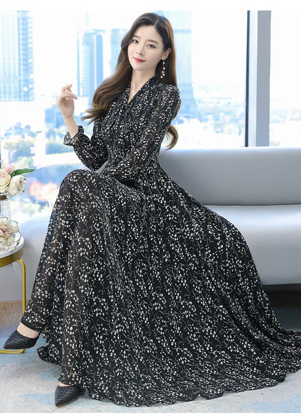 Large Size Beach Long Floral Chiffon Fairy Waist Big Swing Maxi Skirt