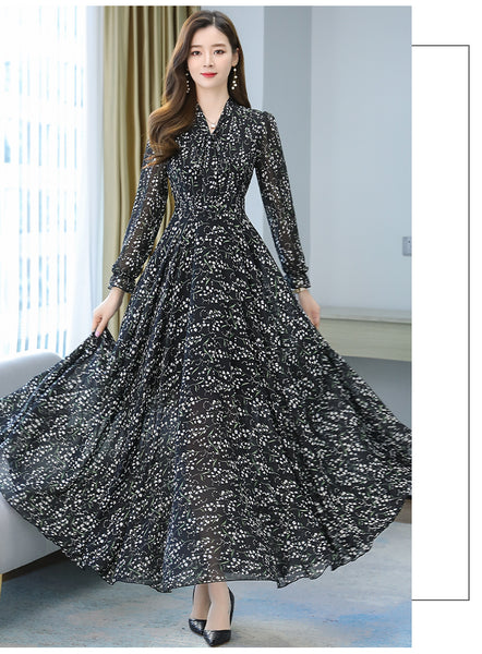 Large Size Beach Long Floral Chiffon Fairy Waist Big Swing Maxi Skirt