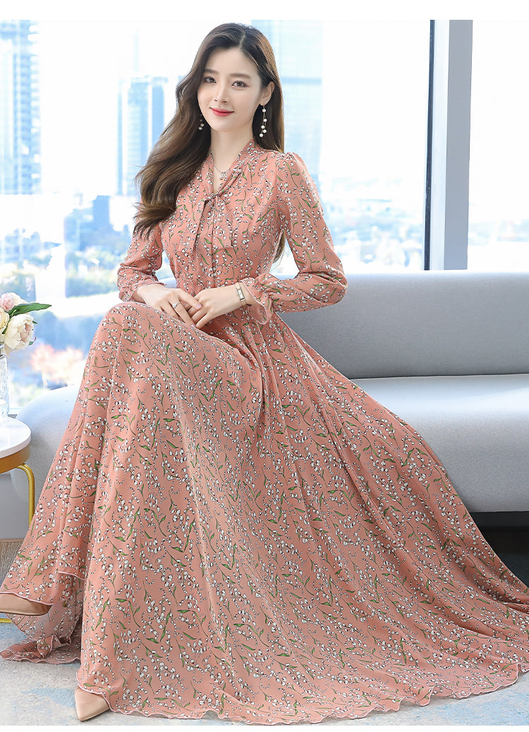 Large Size Beach Long Floral Chiffon Fairy Waist Big Swing Maxi Skirt