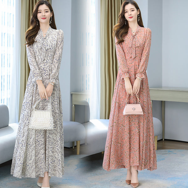 Large Size Beach Long Floral Chiffon Fairy Waist Big Swing Maxi Skirt