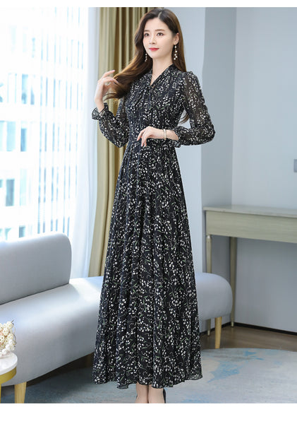 Large Size Beach Long Floral Chiffon Fairy Waist Big Swing Maxi Skirt