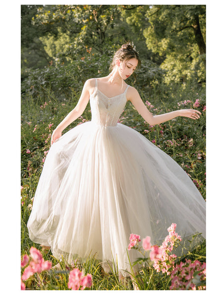 Sweet Elegant Stylish White Mesh Lace Romance Gauze Hollow Slip Big Swing Dress