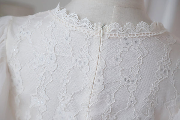 Fairy Temperament V-neck Double-layer Lotus Leaf Sleeves super Sweet Lace Skirt