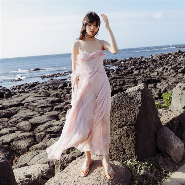 Seaside Resort Beach Bohemian Temperament Chiffon Fairy A-Line Long Dress