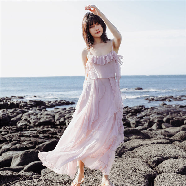 Seaside Resort Beach Bohemian Temperament Chiffon Fairy A-Line Long Dress