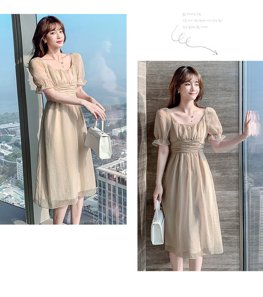 Summer Sweet Women High Tea Break Fairy Short Sleeve Mesh A Line Dress