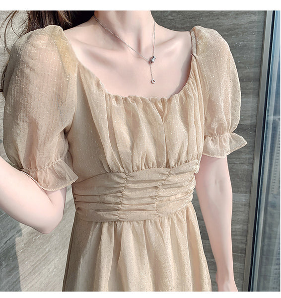 Summer Sweet Women High Tea Break Fairy Short Sleeve Mesh A Line Dress