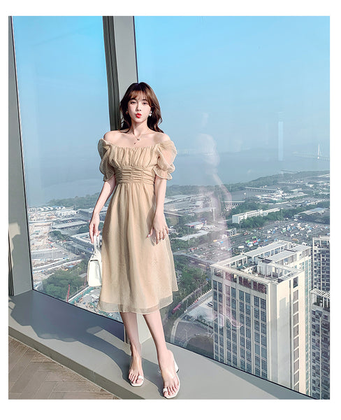 Summer Sweet Women High Tea Break Fairy Short Sleeve Mesh A Line Dress