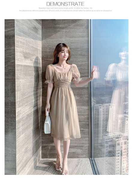 Summer Sweet Women High Tea Break Fairy Short Sleeve Mesh A Line Dress