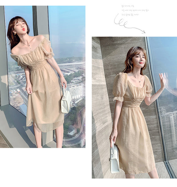 Summer Sweet Women High Tea Break Fairy Short Sleeve Mesh A Line Dress