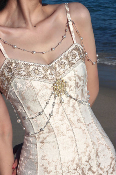 Retro Sexy V Neck Evening Elegant Embroidery Lace Dance Party Skirt Fishtail Dress