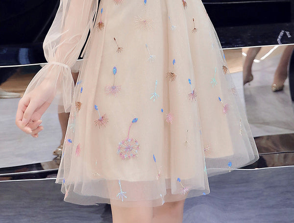 Banquet Evening Shoulder Sling Strap Temperament Fairy Elegant Champagne Dress